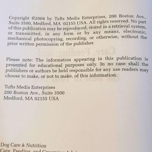 Good‎ Dog Library "Dog Care and Nutrition" 225 Pages Hardbound NWT - Picture 3 of 9